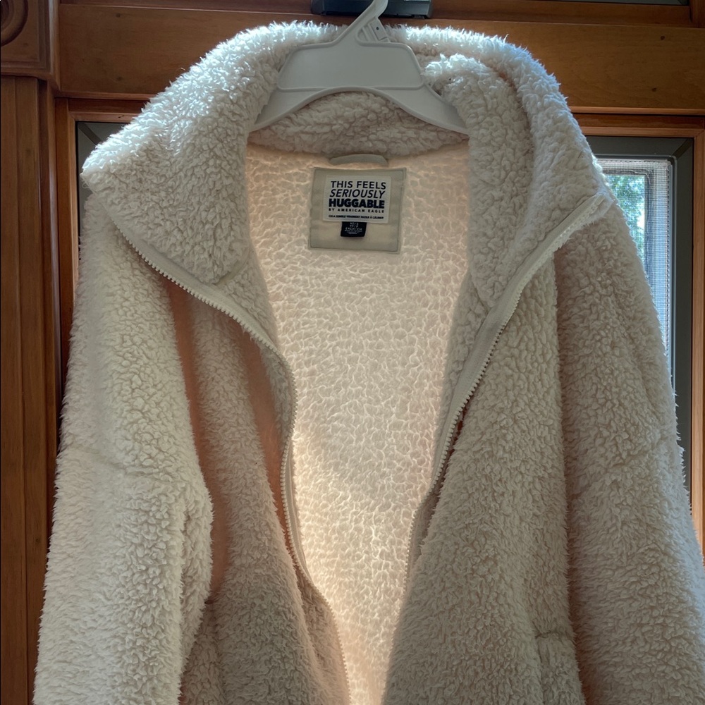 American Eagle Outfitters Cream Teddy Jacket